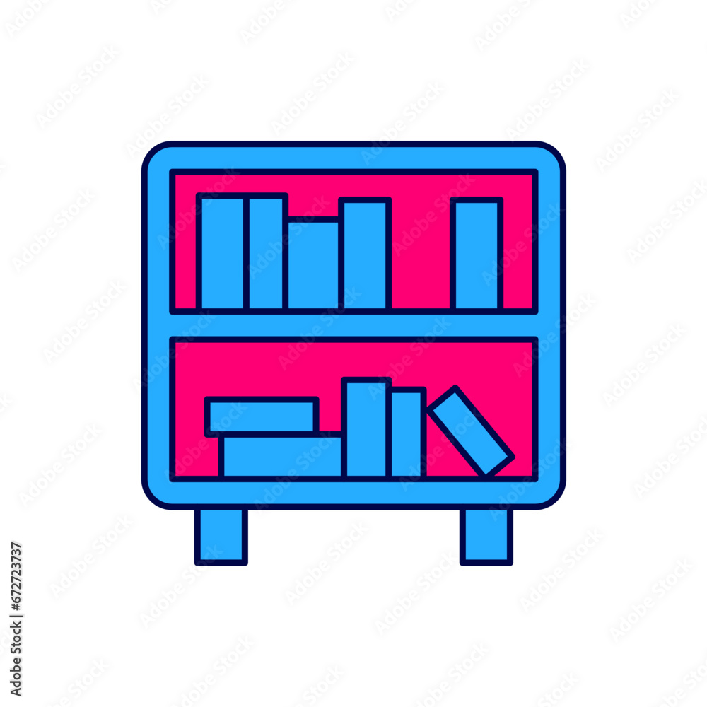 Filled outline Shelf with books icon isolated on white background. Shelves sign. Vector Filled outline Shelf with books icon isolated on white background. Shelves sign. Vector