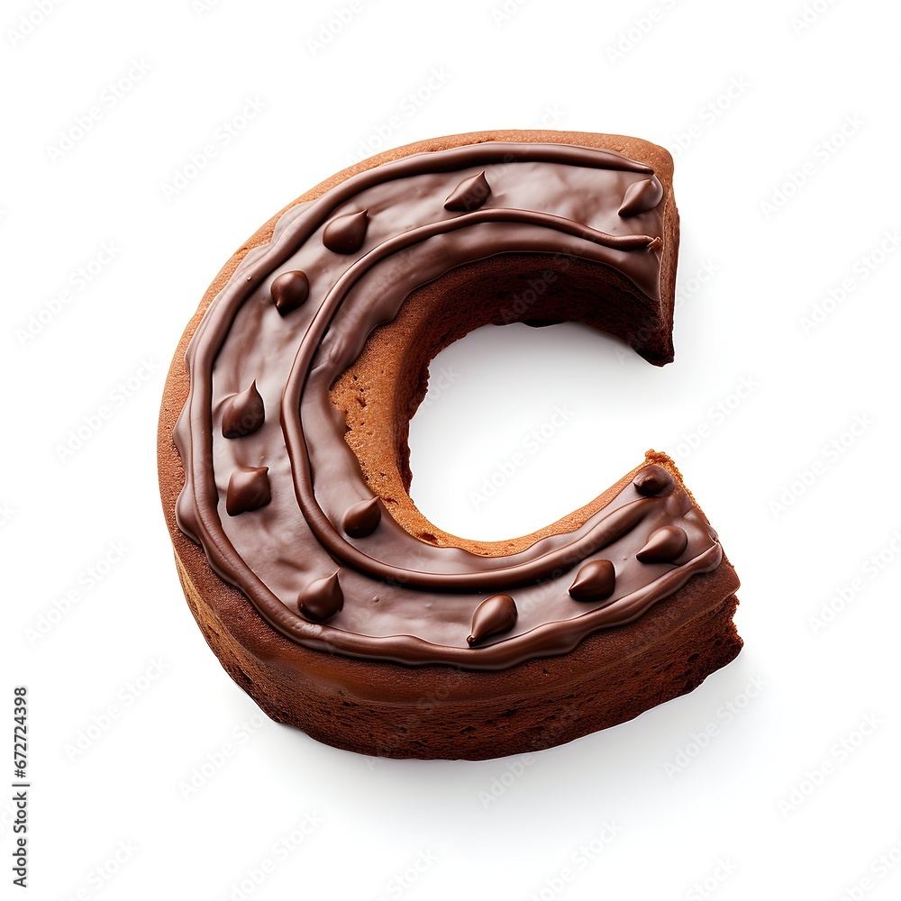 Gingerbread cookies in letter C-shape, white background, isolated Gingerbread cookies in letter C-shape, white background, isolated