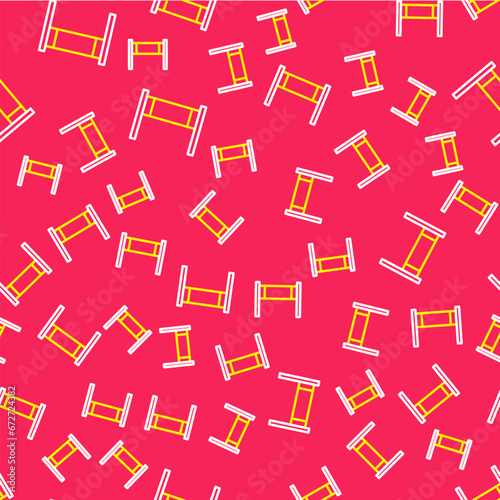 Line Volleyball net icon isolated seamless pattern on red background. Vector