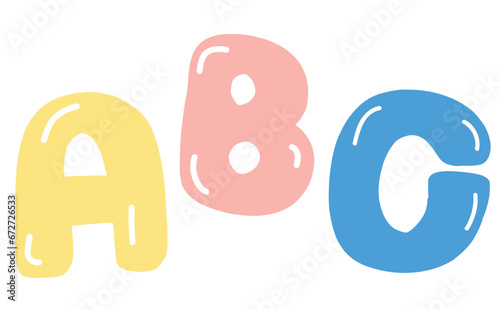 Vector illustration of letters a, b and c Funny educational elements for children and Kids Pastel tone color