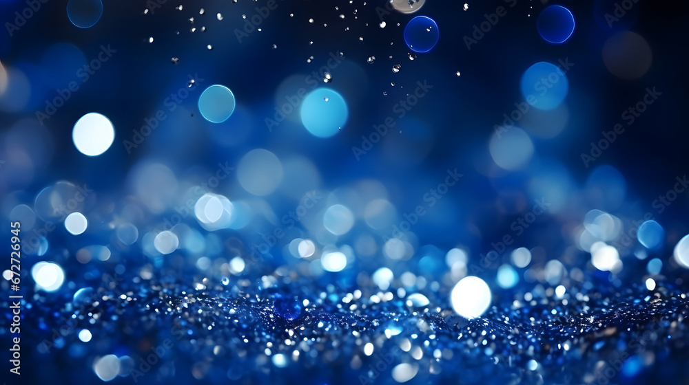 blue glitter vintage lights background. defocused  shimmer royal blue sparkle