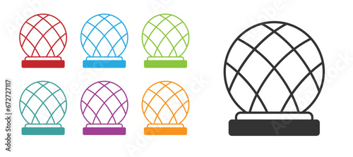 Black Montreal Biosphere icon isolated on white background. Set icons colorful. Vector