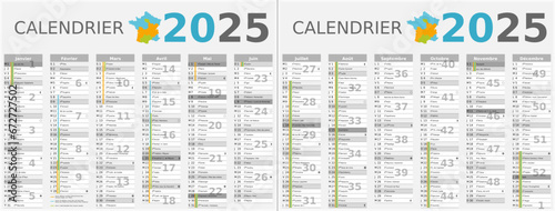 Calendrier 2025 12 mois au format 320 x 420 mm recto verso entièrement modifiable via calques et texte sans serif