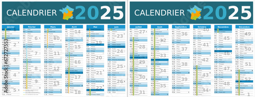 Calendrier 2025 12 mois au format 320 x 420 mm recto verso entièrement modifiable via calques et texte sans serif
