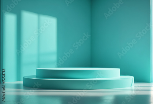 Empty Tosca Rounded Pedestal Stage Background with Natural Lighting for Product Placement