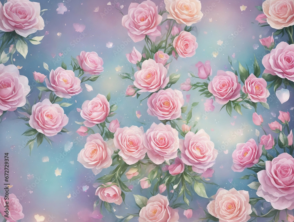 Colorful flowers and glitters. AI Colorful flowers and glitters. AI