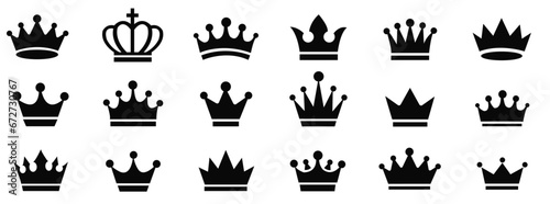 Big collection quality crowns Vector. Crown icon set. Collection of crown silhouette.