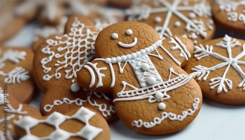 Christmas Gingerbread Cookie. Set of winter sweet homemade biscuits in the form of different characters and holiday items isolated on white background. Cute Cartoon illustration Christmas Gingerbread Cookie. Set of winter sweet homemade biscuits in the form of different characters and holiday items isolated on white background. Cute Cartoon illustration