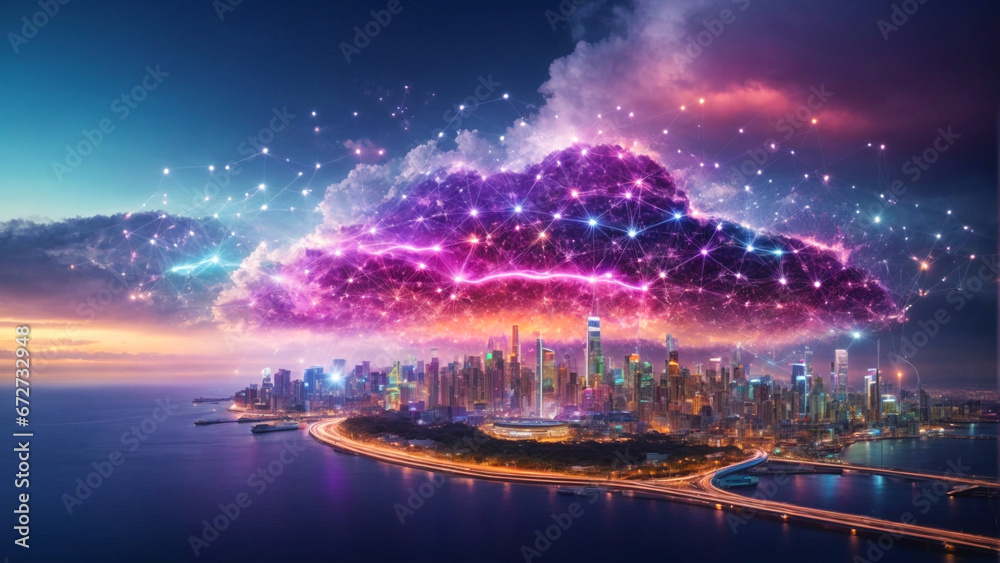 Futuristic 5G Network Technology Interconnected in Global Smart City