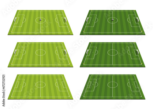 シンプルな遠近法のサッカーコートのセット