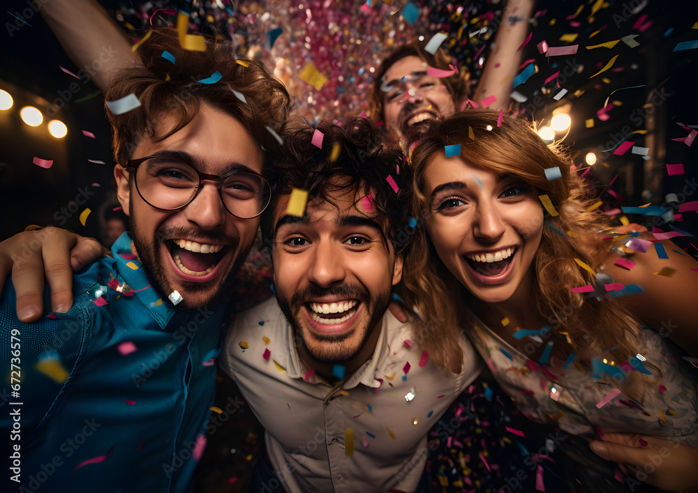 Group of Young People at a Party Taking a Selfie - Capturing the Fun and Celebration
