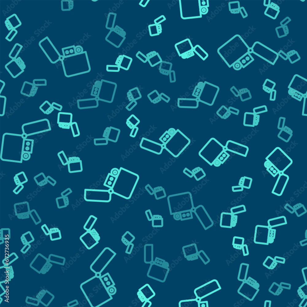 Green line Lighter icon isolated seamless pattern on blue background. Vector Green line Lighter icon isolated seamless pattern on blue background. Vector
