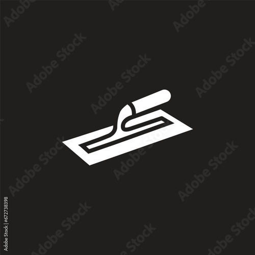 Plastering template, logo design. illustration of trowel plastering with stacked brick plastering finishing company logos