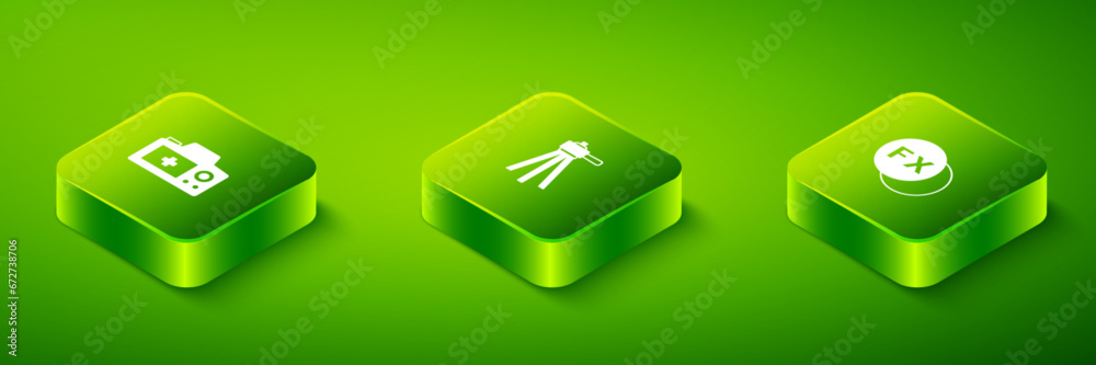 Set Isometric Tripod, Photo camera fx and icon. Vector Set Isometric Tripod, Photo camera fx and icon. Vector