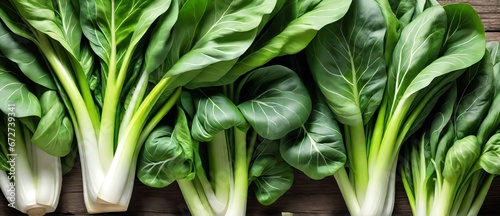 Bunch of bok choy leaves detailed texture background from Generative AI