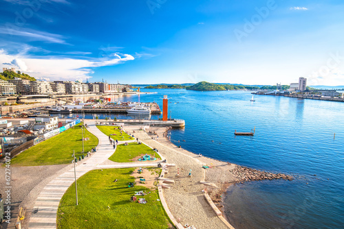 Scenic beach in Oslo in view from above © xbrchx