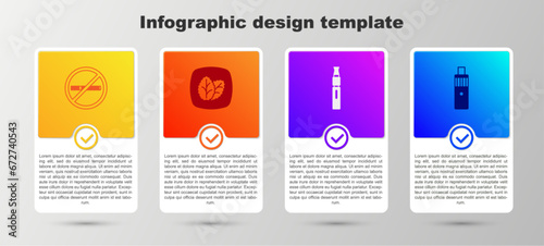 Set No smoking, Tobacco leaf, Electronic cigarette and Vape mod device. Business infographic template. Vector