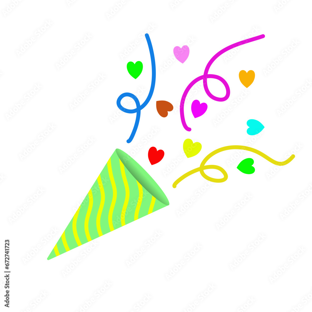 Vektor colored confetti and party popper cones