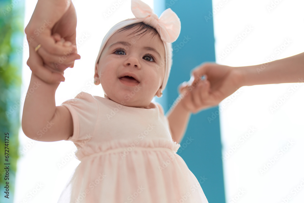 Adorable toddler smiling confident standing at home Adorable toddler smiling confident standing at home