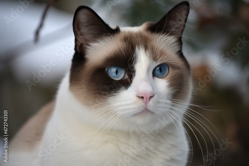 Distinctive snowshoe cat with mesmerizing appearance. Generative AI