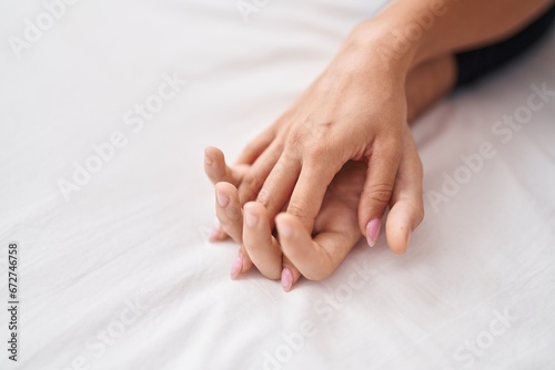Man and woman couple lying on bed having sex at bedroom © Krakenimages.com
