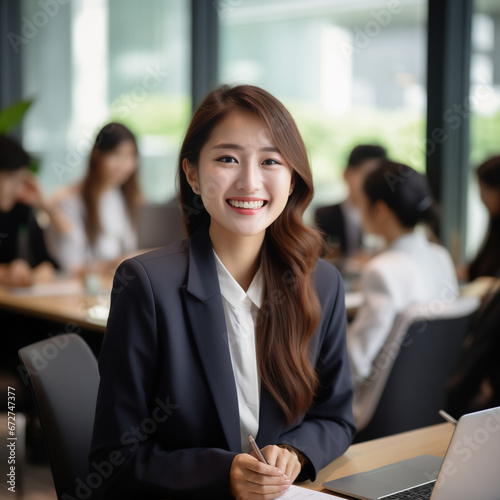 smiling and smart office woman, AI generate