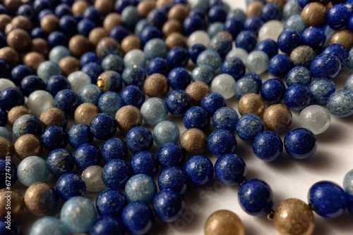 Natural Stones Beads  Amethyst  Lapis Lazuli  Quartz... Generative AI.