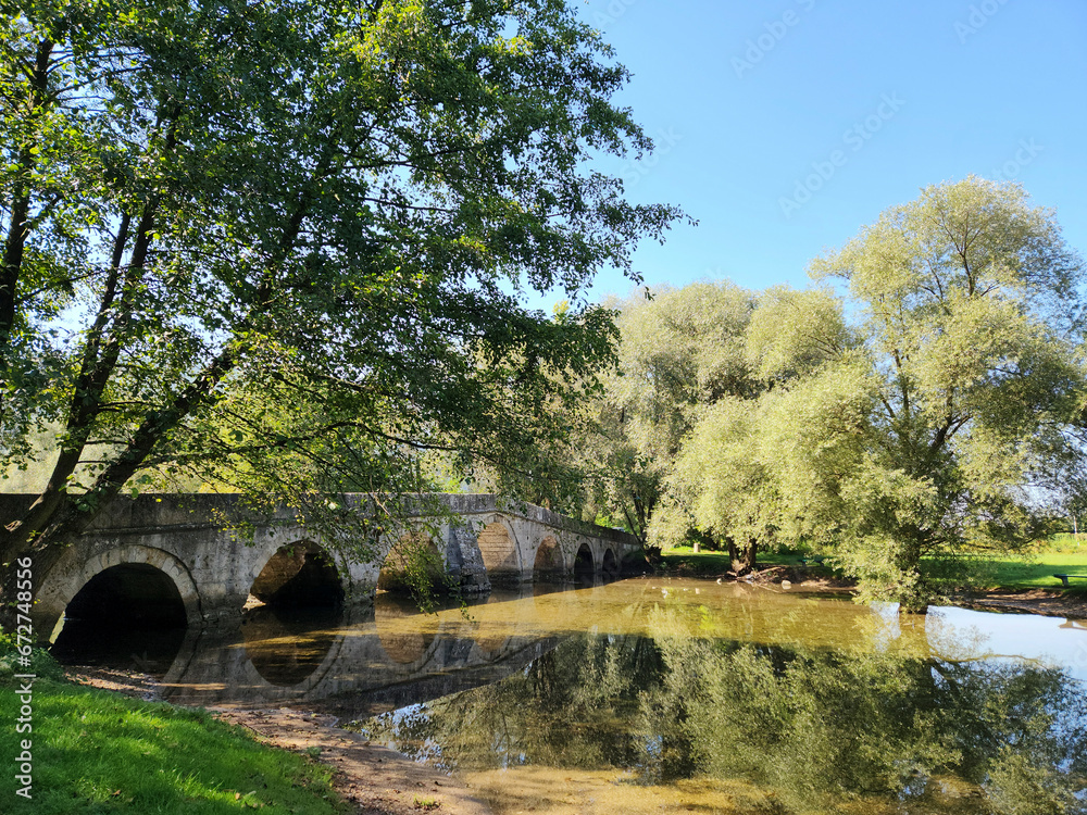 Roman bridge (Rimski Most) a bridge located in Ilidža, suburb of Sarajevo, the capital of Bosnia and Herzegovina. It was built in the 16th century using actual Roman stones and crosses Roman bridge (Rimski Most) a bridge located in Ilidža, suburb of Sarajevo, the capital of Bosnia and Herzegovina. It was built in the 16th century using actual Roman stones and crosses