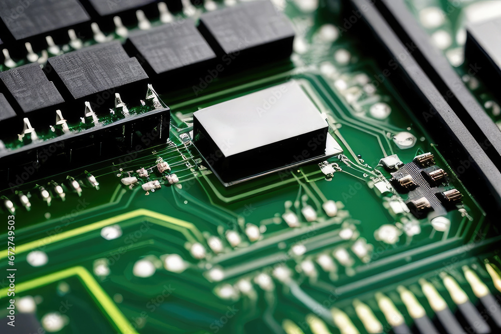 Tree growing on the converging point of computer circuit board