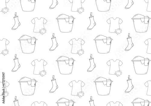 Seamless pattern with clothes. Doodle style.