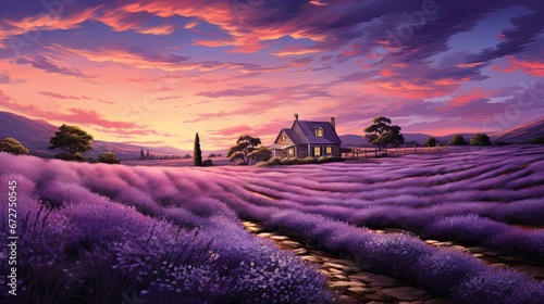 Twilight Serenity in the Lavender Fields