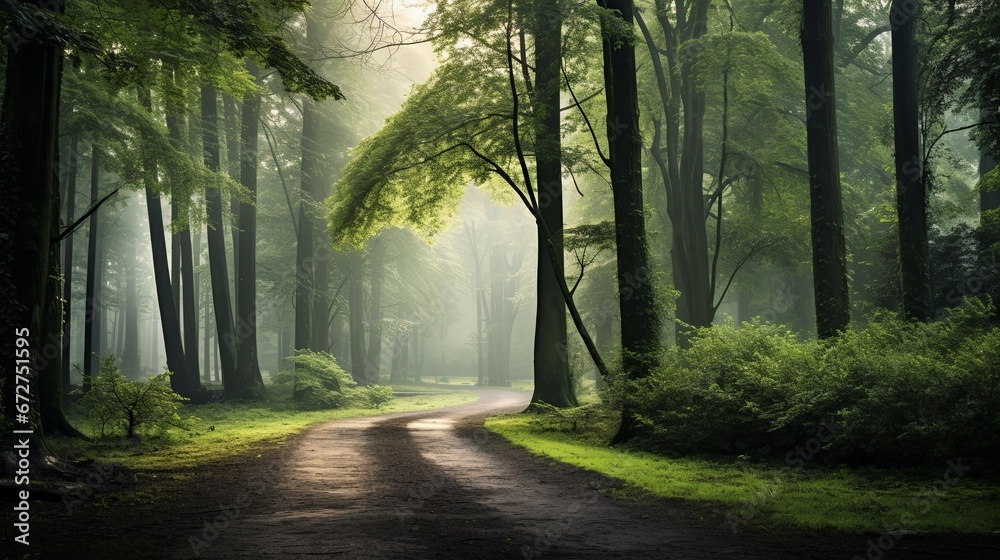 Misty Forest Morning Path Misty Forest Morning Path