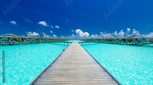 tropical Maldives island with beach. Holiday and vacation concept.