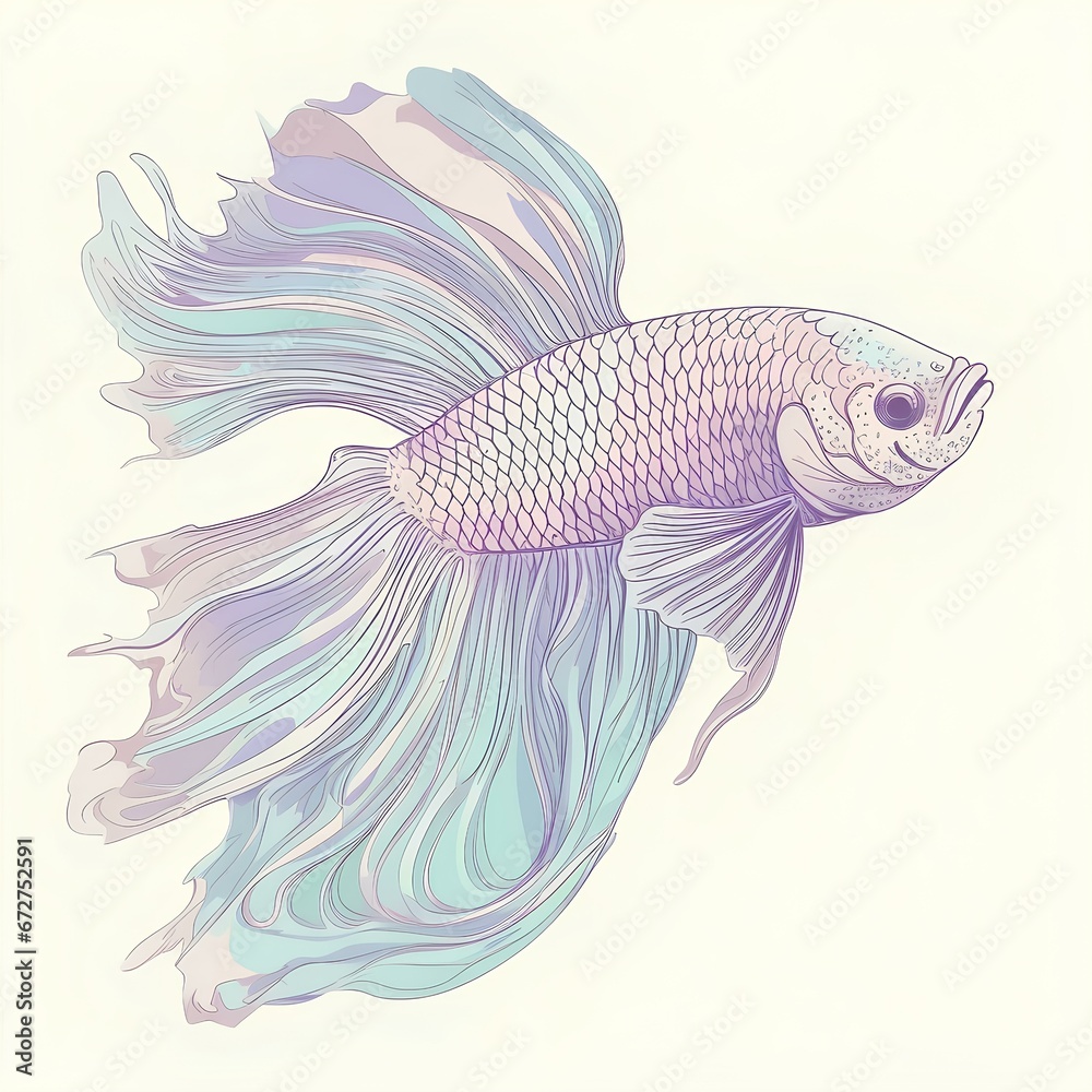 siamese fighting fish pastel colors painted