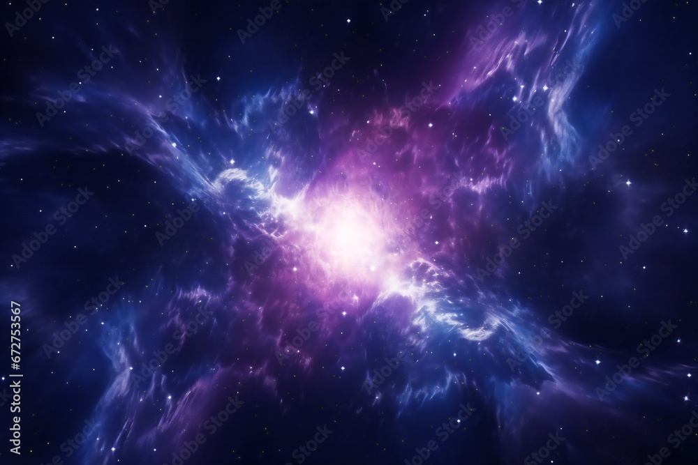 Luminous colorful nebula in space