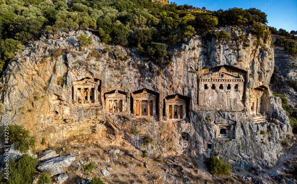 Lycian rock cut tombs of Dalyan in Mugla Province, Turkey Lycian rock cut tombs of Dalyan in Mugla Province, Turkey