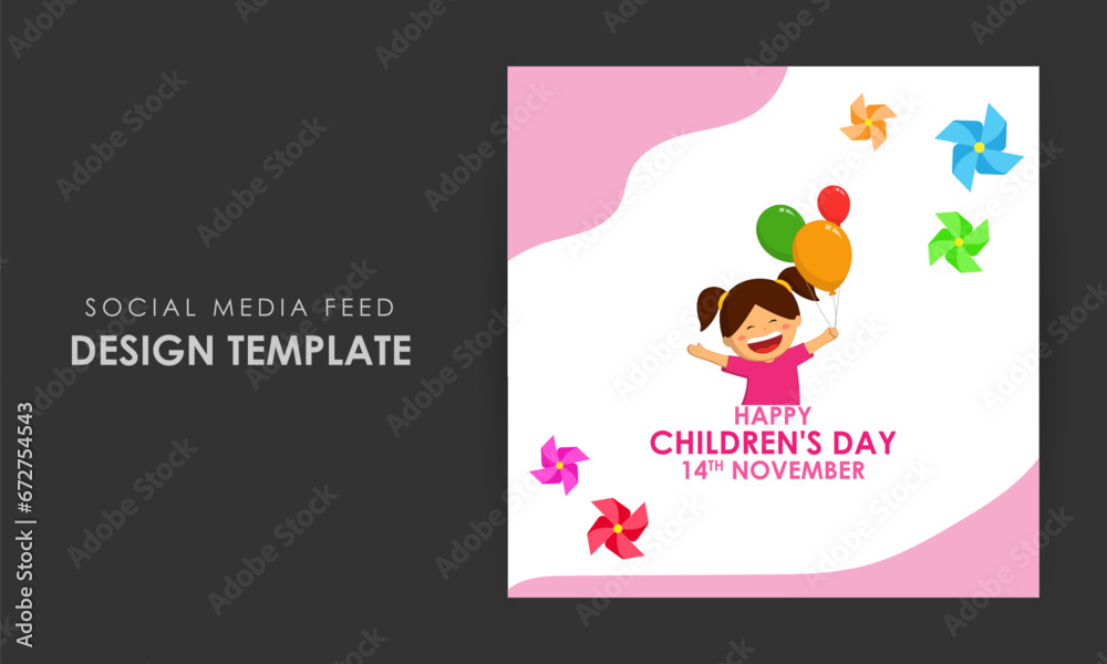 Fototapeta premium Vector illustration of Happy Children's Day social media feed template