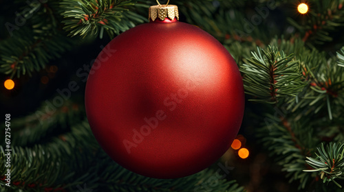 Christmas red ball. Christmas and New Years eve