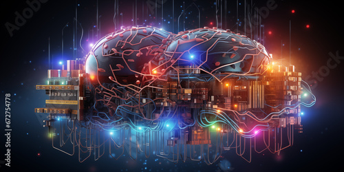 Abstract human brain  technology ai concept  generative ai
