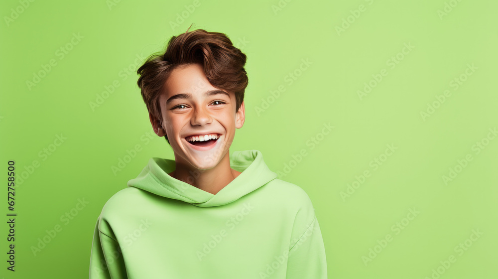 Smiling and Laughing Teen Boy in Casual Wear