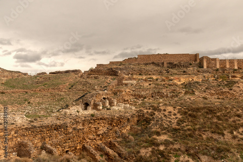 Bilbilis Roman Ruins: Majestic Panoramic View of Forum and Theater in Calatayud, Spain photo
