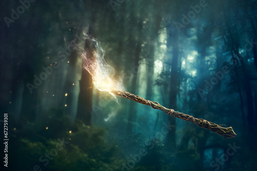 Magic wand with sparkles effect