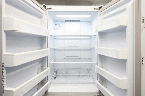 Empty freezer door opened. Generative AI