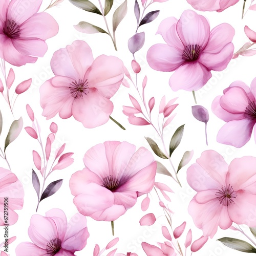 Lilly watercolor floral with seamless pattern