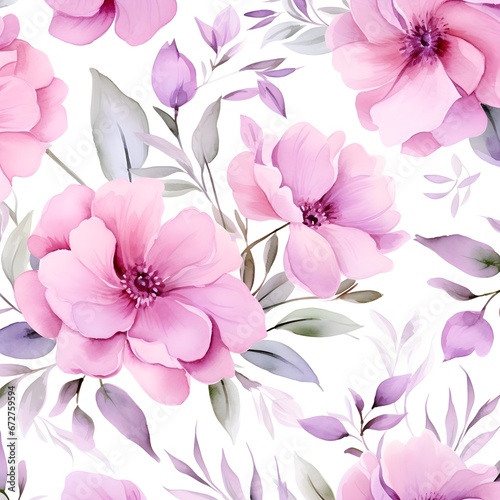 Lilly watercolor floral with seamless pattern