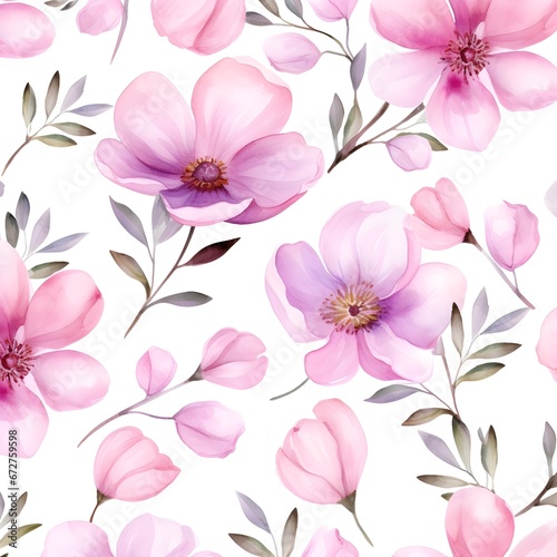 Lilly watercolor floral with seamless pattern © Seamless