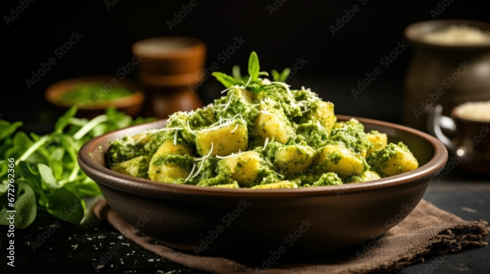 Arugula Gnocchi with Pea Pesto Arugula Gnocchi with Pea Pesto