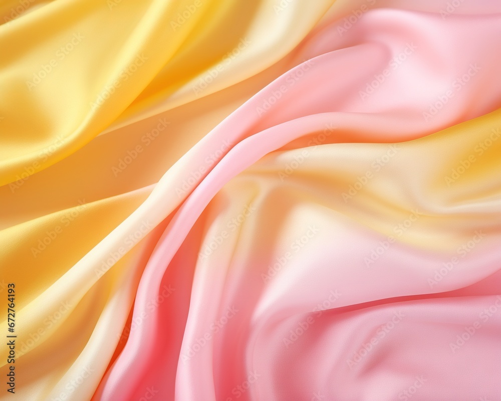 Fototapeta premium Pink and yellow silk texture is a background pattern.