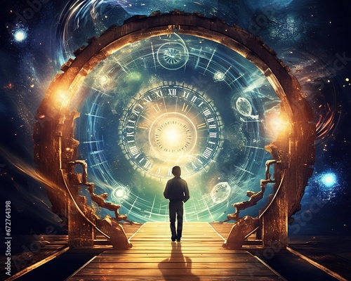 Time travel can be accomplished by jumping into the time portal in hours. photo