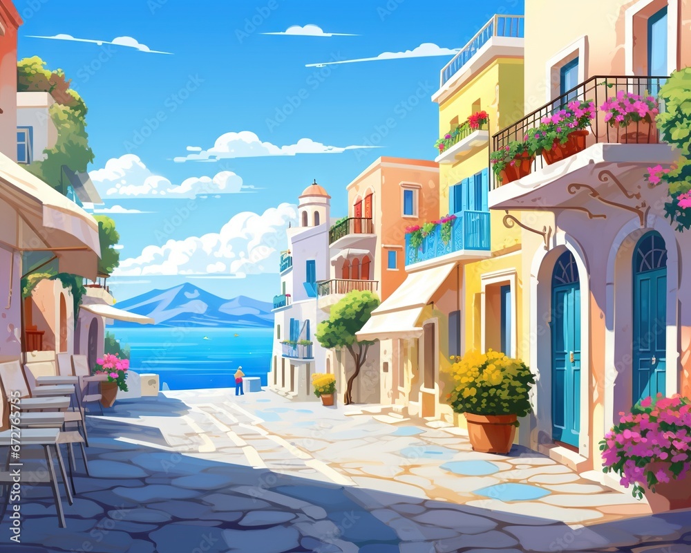 Obraz premium Greek coastal town Zakynthos has a summer holiday.